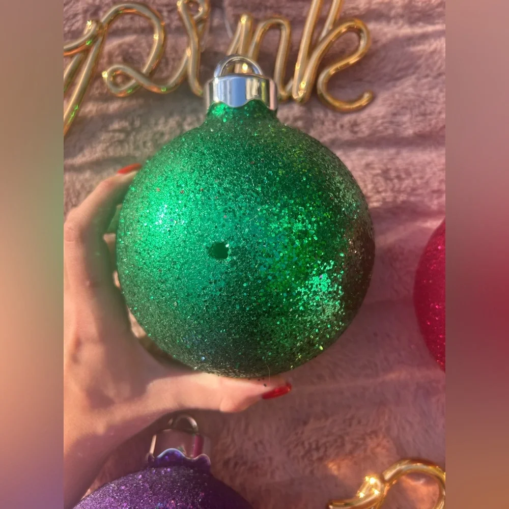 RARE Victoria’s Secret Pink Large Christmas Tree Ornament Balls Set Of 3